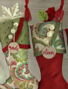 Paisley Christmas Stockings in Red and Green