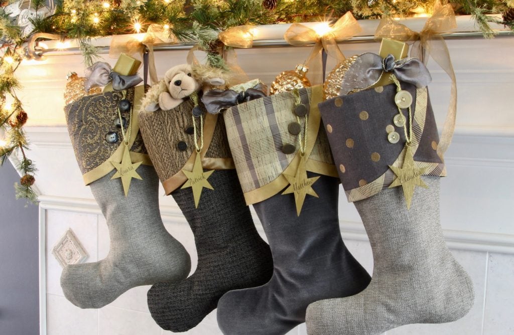 Grey and Gold Christmas Stockings