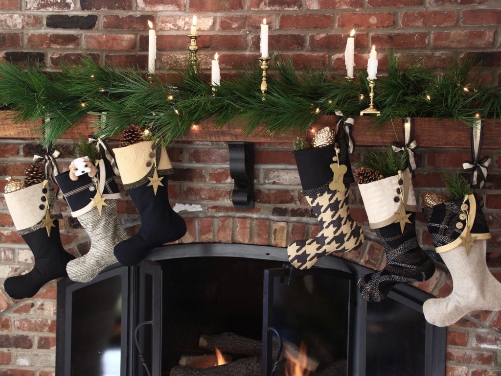 Espresso, Please! Christmas Stockings with Gold Star Name Tags