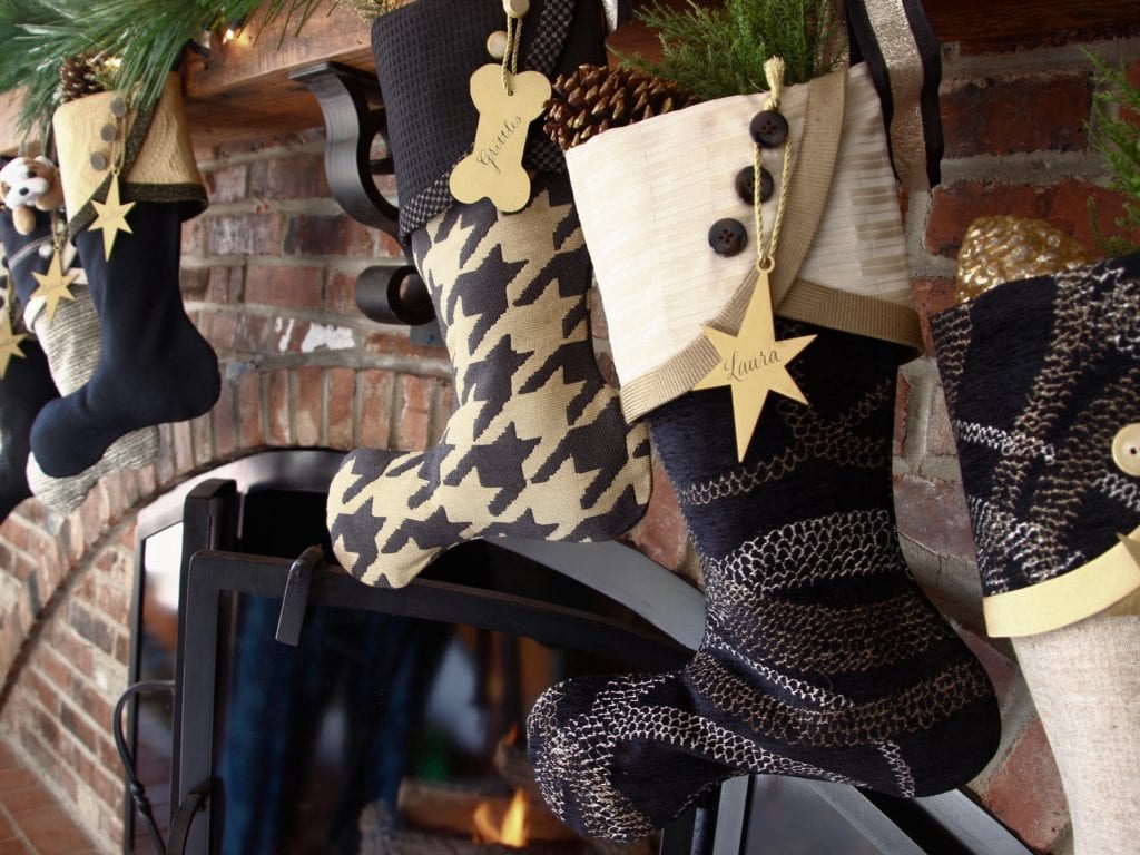Espresso, Please! Christmas Stockings with Gold Star Name Tags