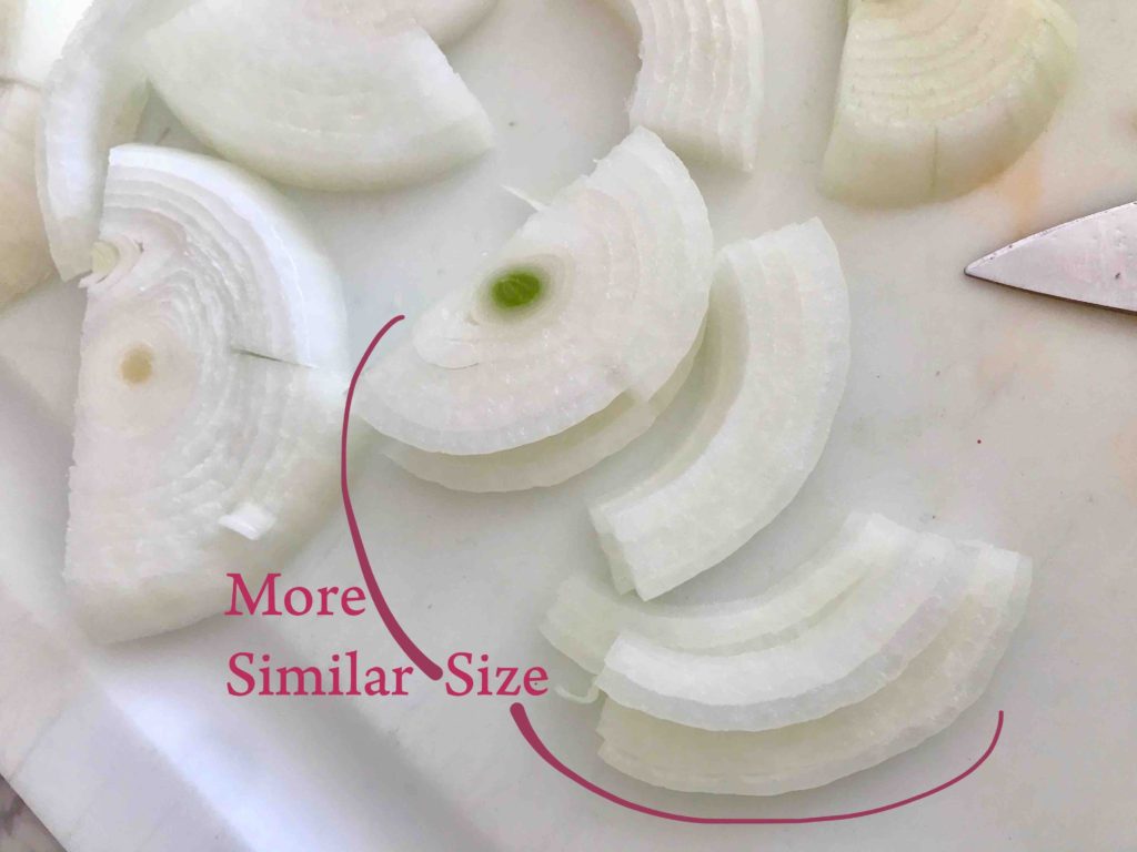 The onions rings are now about the same size
