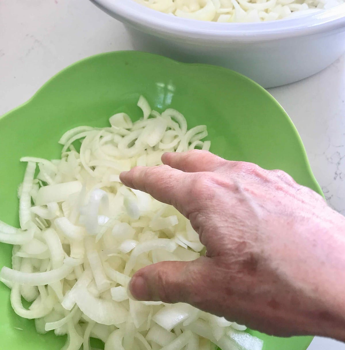 Toss the onions to separate the rings.