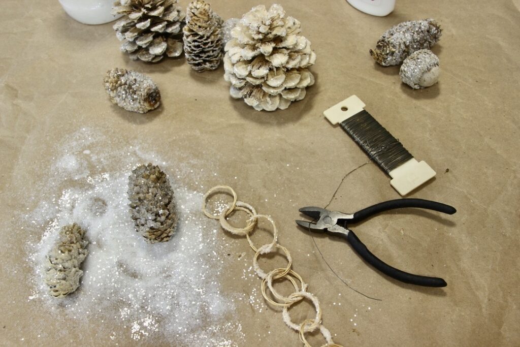 Bleached and Frosted Pinecone Tassels - South House Designs