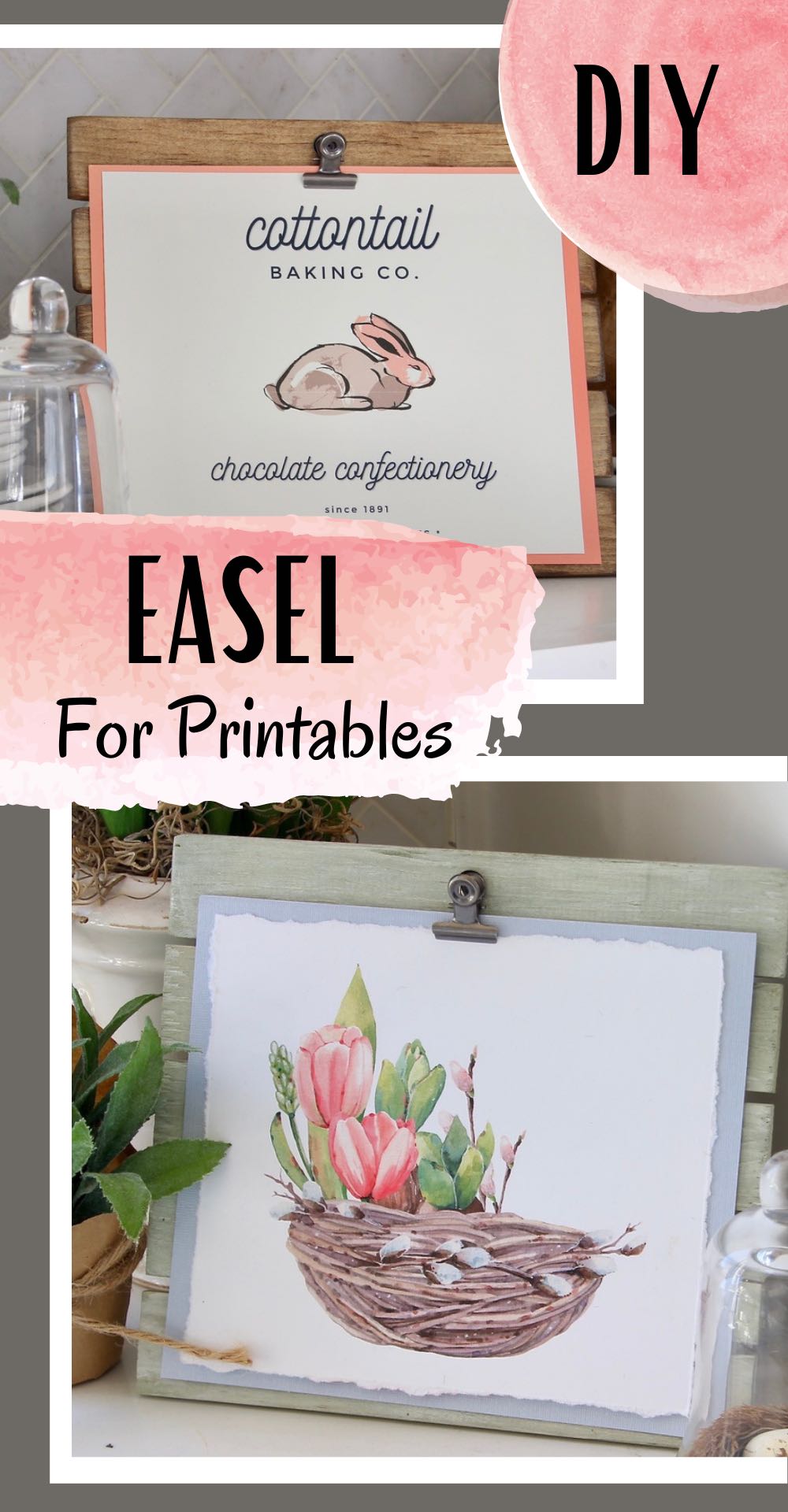 Pin showing two printables on two different easels