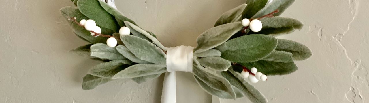 Lambs Ear bundles with on plaster wall