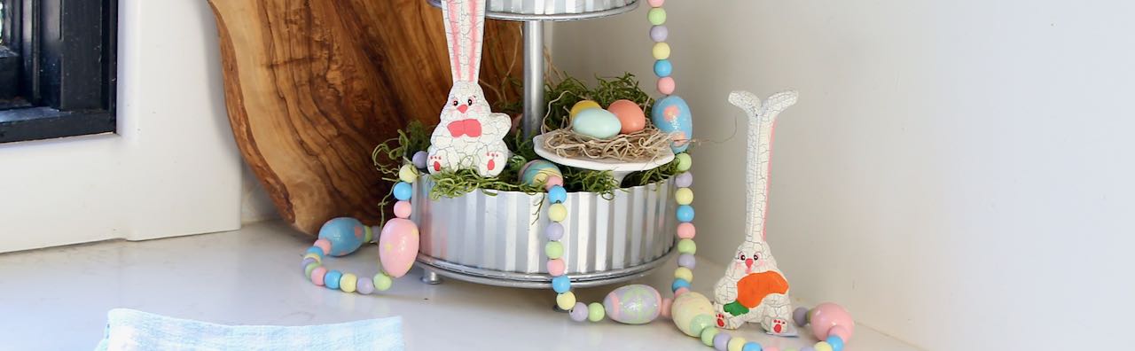 Cropped in image of the final Easter Tiered Tray Display