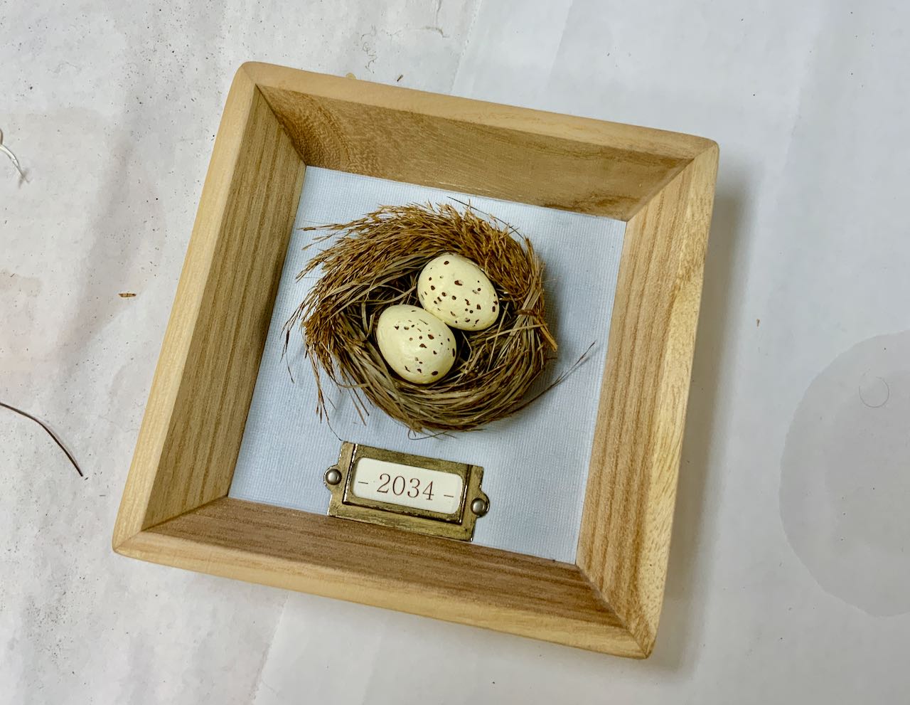 Finished framed nest on work table