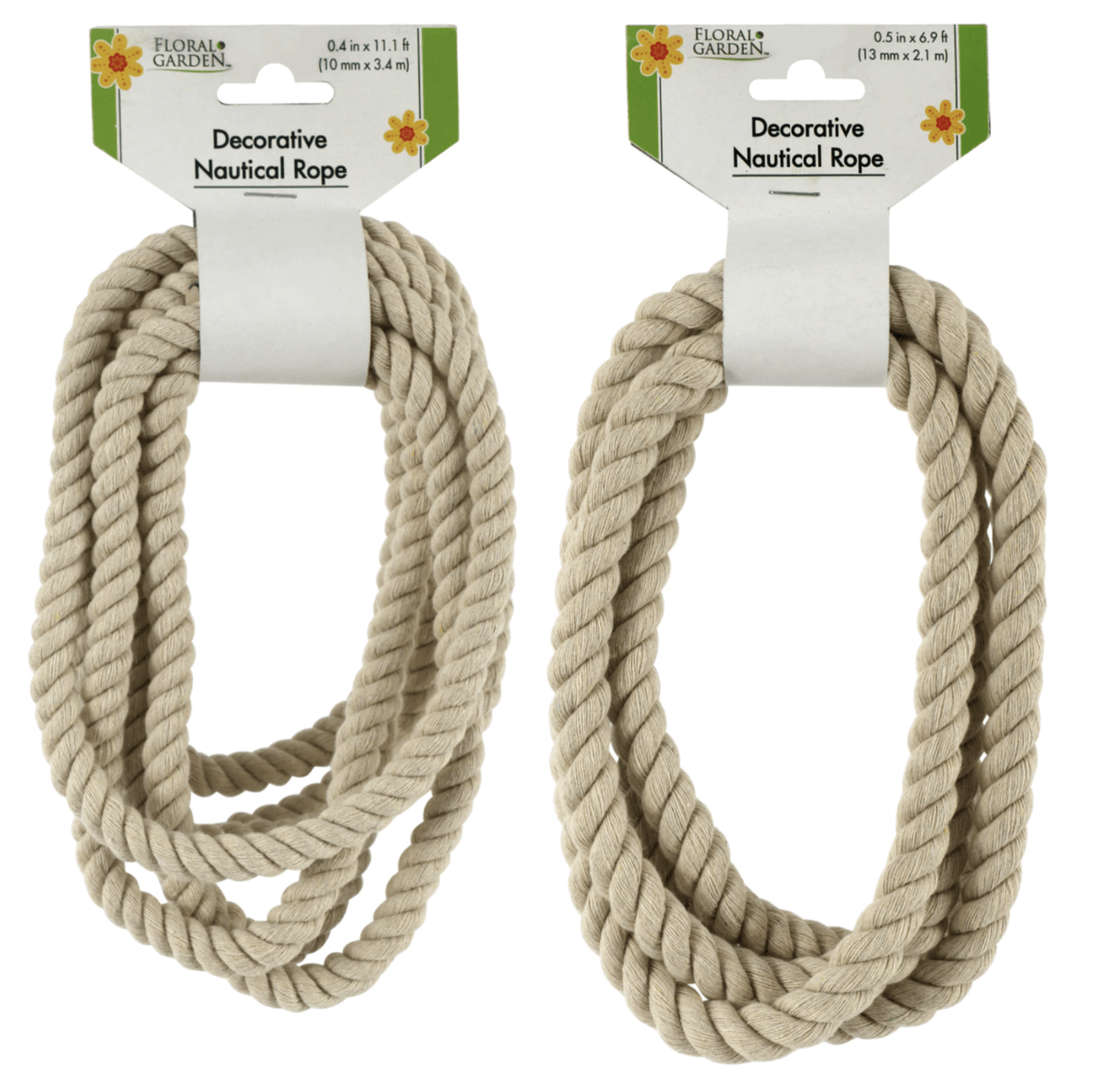Two bundles of natural cotton nautical rope