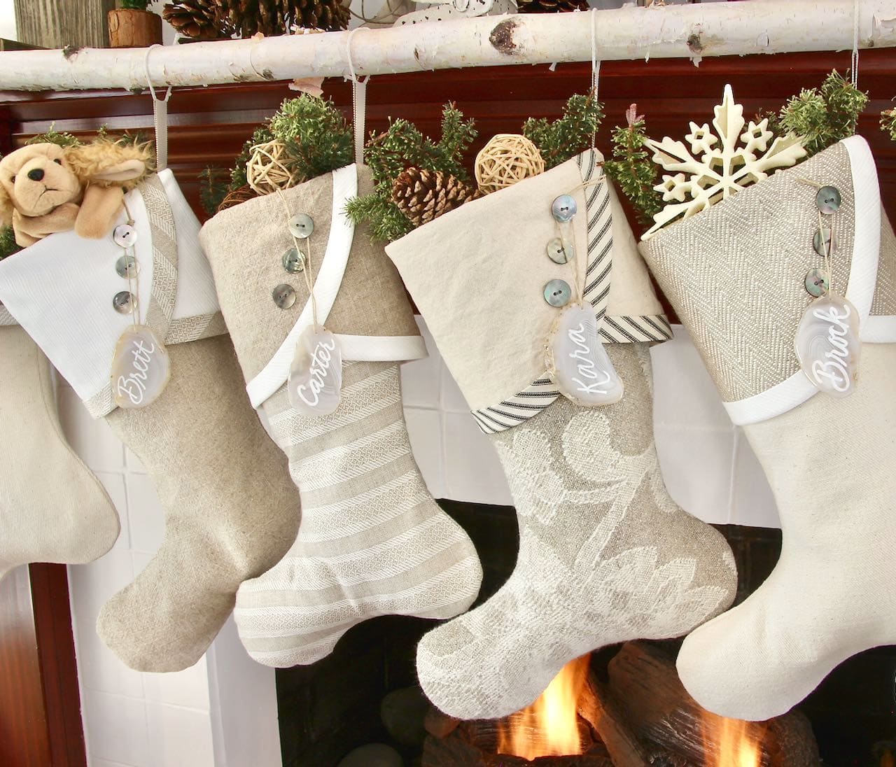 Neutral Farmhouse Christmas Stockings  – Farm Charm II