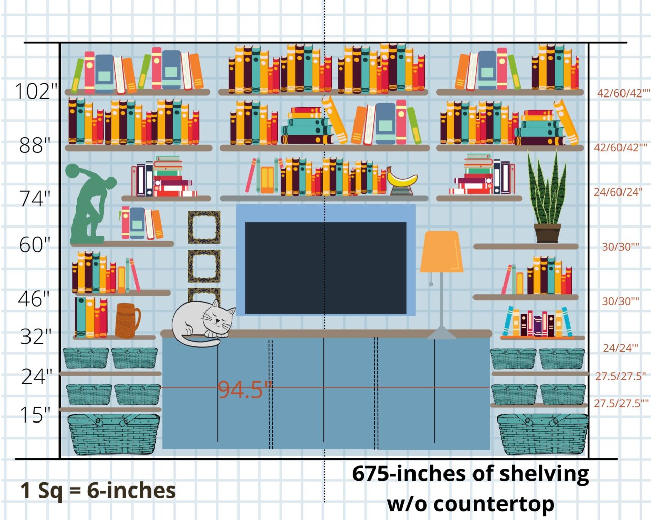Massive Wall of Floating Bookshelves - How To Install - South House Designs