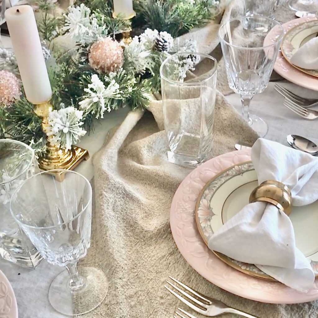 Rose gold and hot sale burgundy table setting