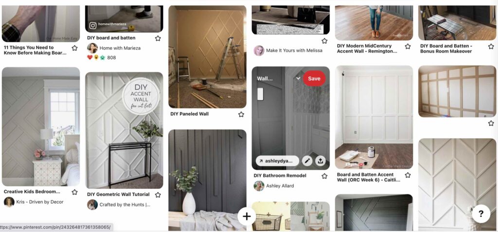 pinterest page full of ideas for wood accent walls