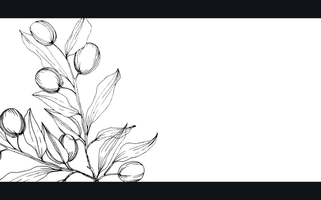 Line Art Wall Decor of Olive Branches, Cluster no. 2 wrapping the corner
