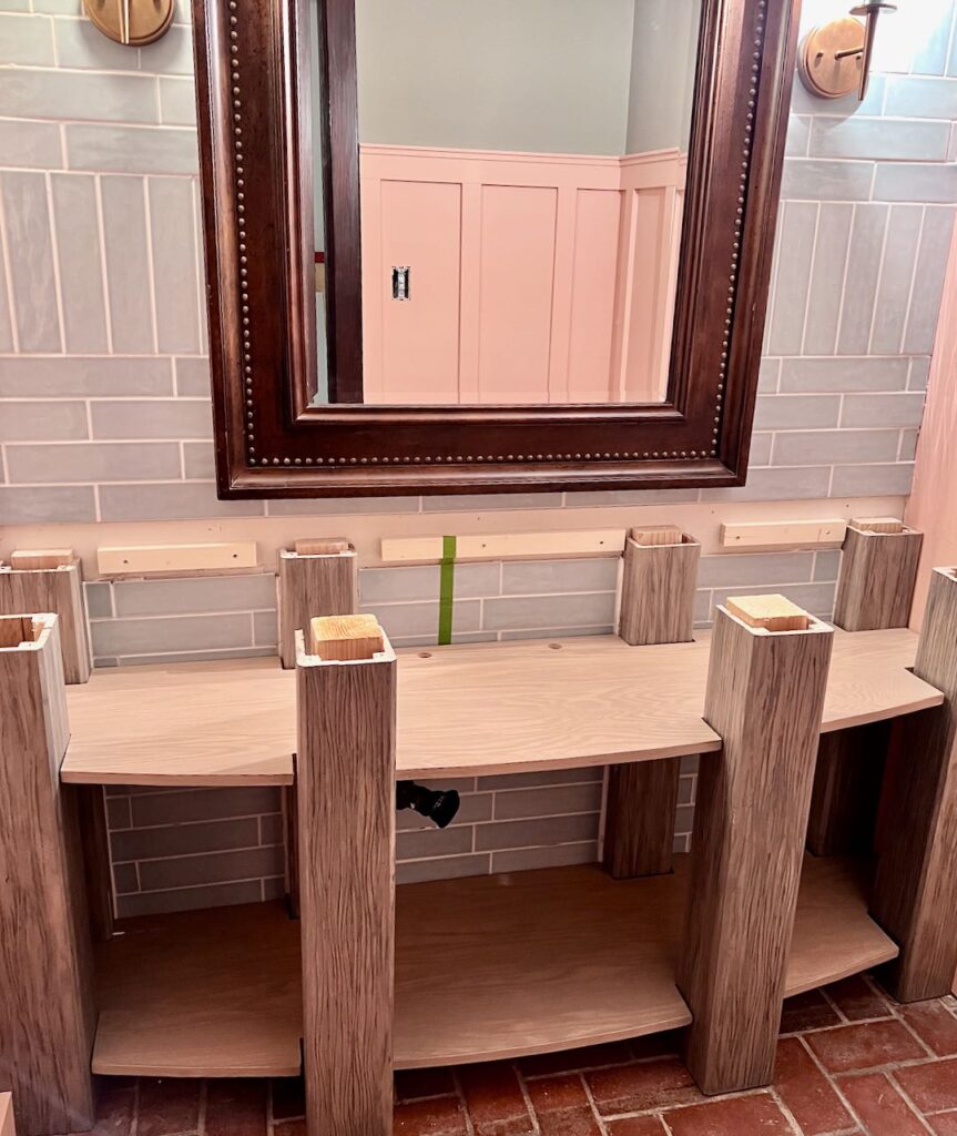 view from above of the vanity assembled without the countertop 