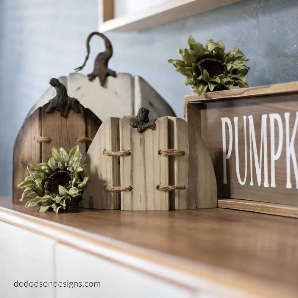 Adorable pumpkin decor made from scrap wood