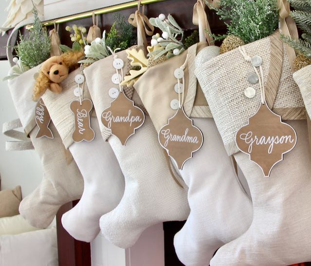 Shimmery White Christmas Stockings