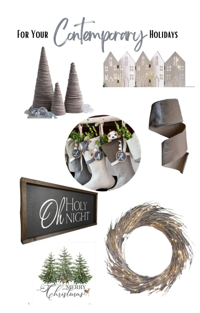 Collage of Etsy Holiday Decor for a Contemporary theme