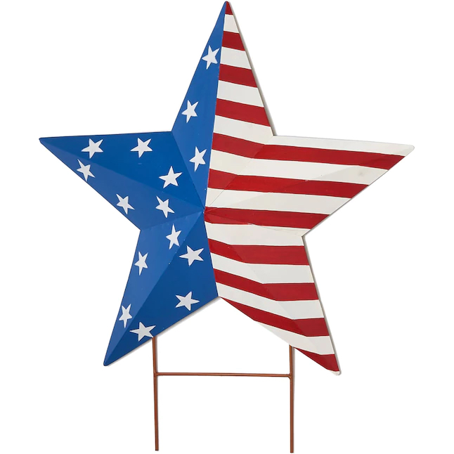 Patriotic metal star yard sign