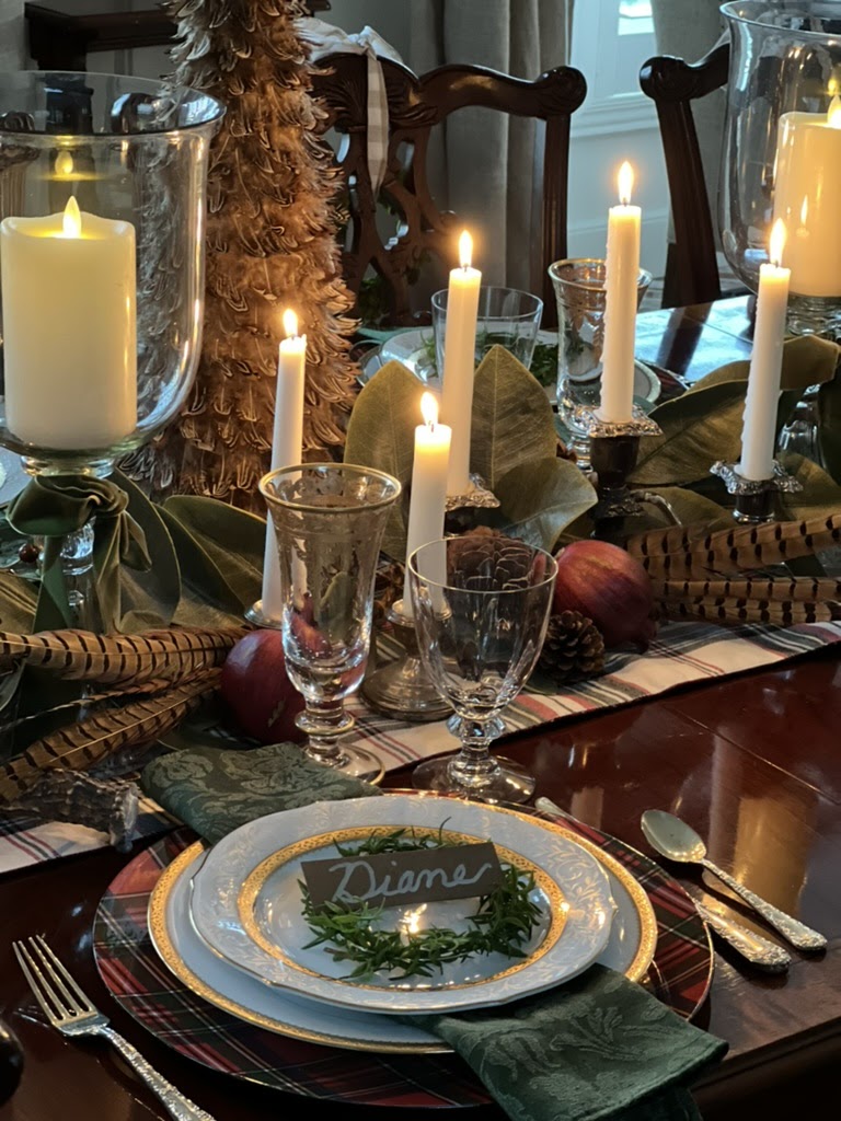 Holiday tablesetting with candlelight