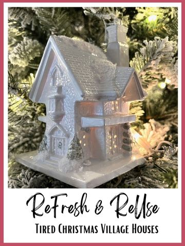 Closeup of miniature Christmas house on a Christmas tree