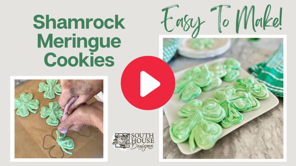 YouTube thumbnail showing the finishhed meringue cookies and an image of them being piped