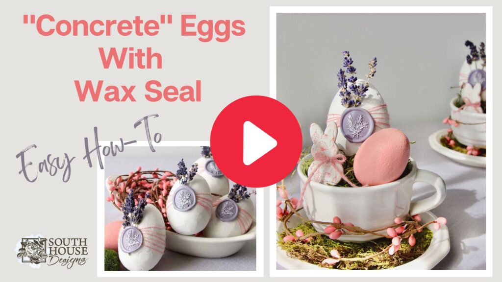 You Tube Thumbnail with pictures of finished eggs, titled: "Concrete". Eggss with Wax Seal"