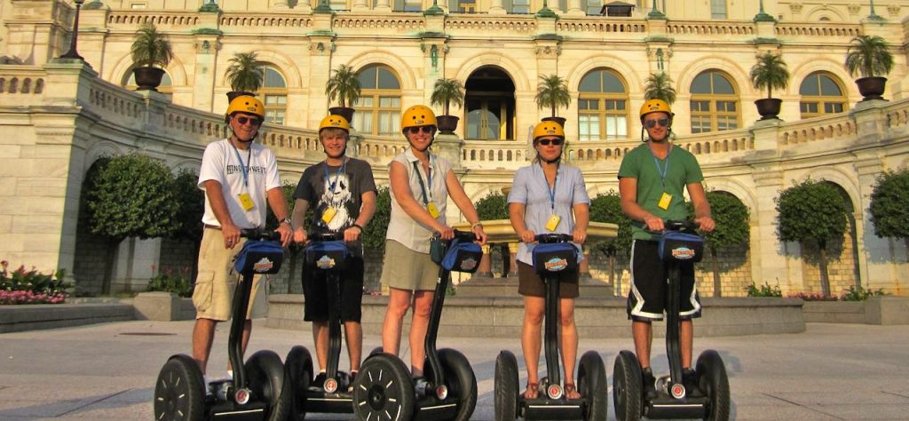 Family of five on segways in front of the us capitol