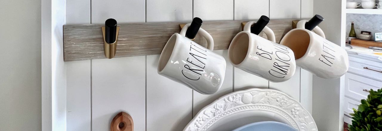 Kitchen Cupboard Hanging Hooks Cup Organizer Shelf Dish Mug Hanger