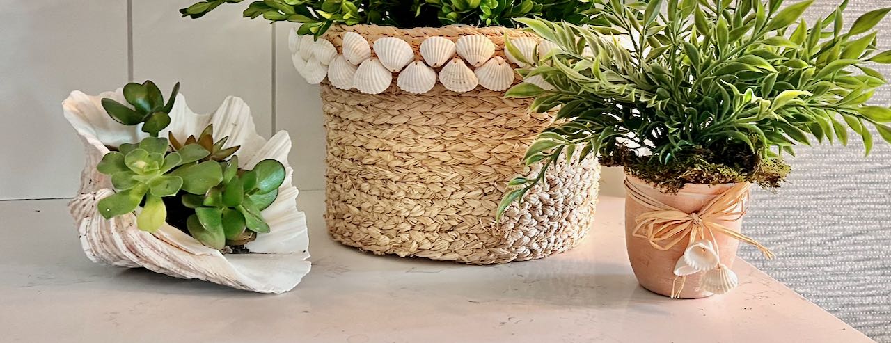 Square Bamboo Seashell Basket