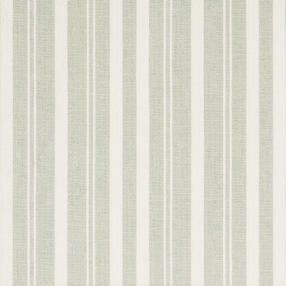 A pattern of vertical stripes in soft green and off-white, with varying widths, evokes the look of a textured or woven fabric—perfect for an upholstered backrest or bench cushion.