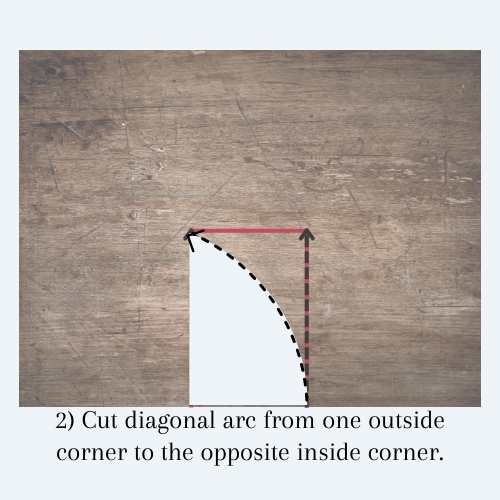 Diagram showing the second cut needed to cut a notch in a piece of wood