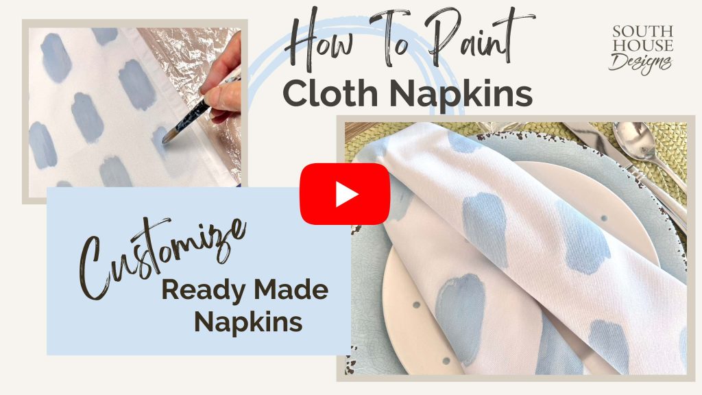 You Tube video cover showing two images of the painted napkins with a play button
