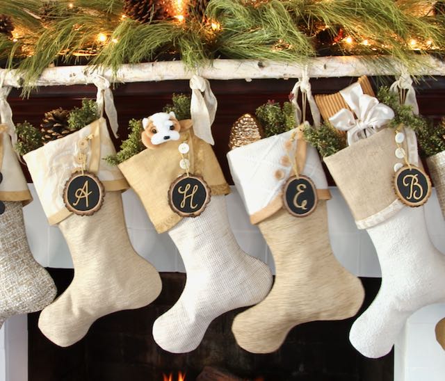 Gold and White Designer Christmas Stockings
