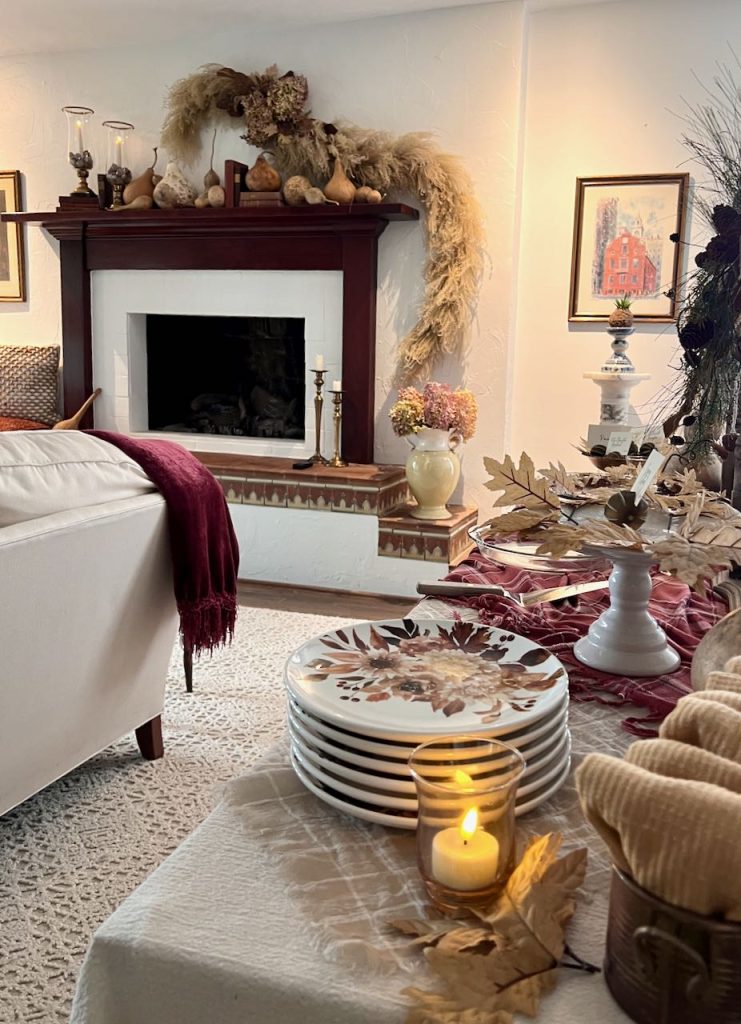 view of room for pie party with fireplace wall adjacent