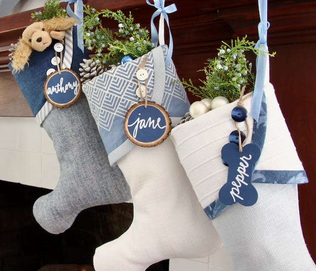 Blue and White Christmas Stocking 2023