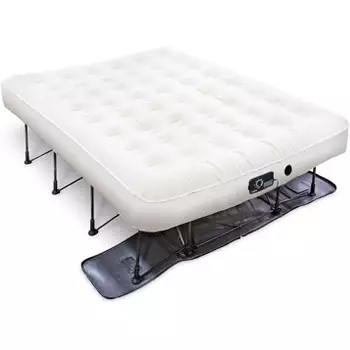 image of an inflatable bed on an elevated frame