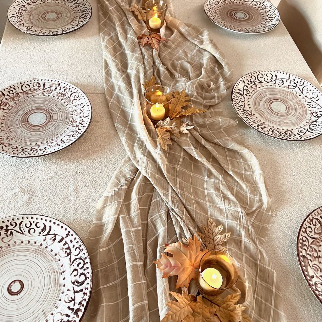 view down length of table with dinner plates added