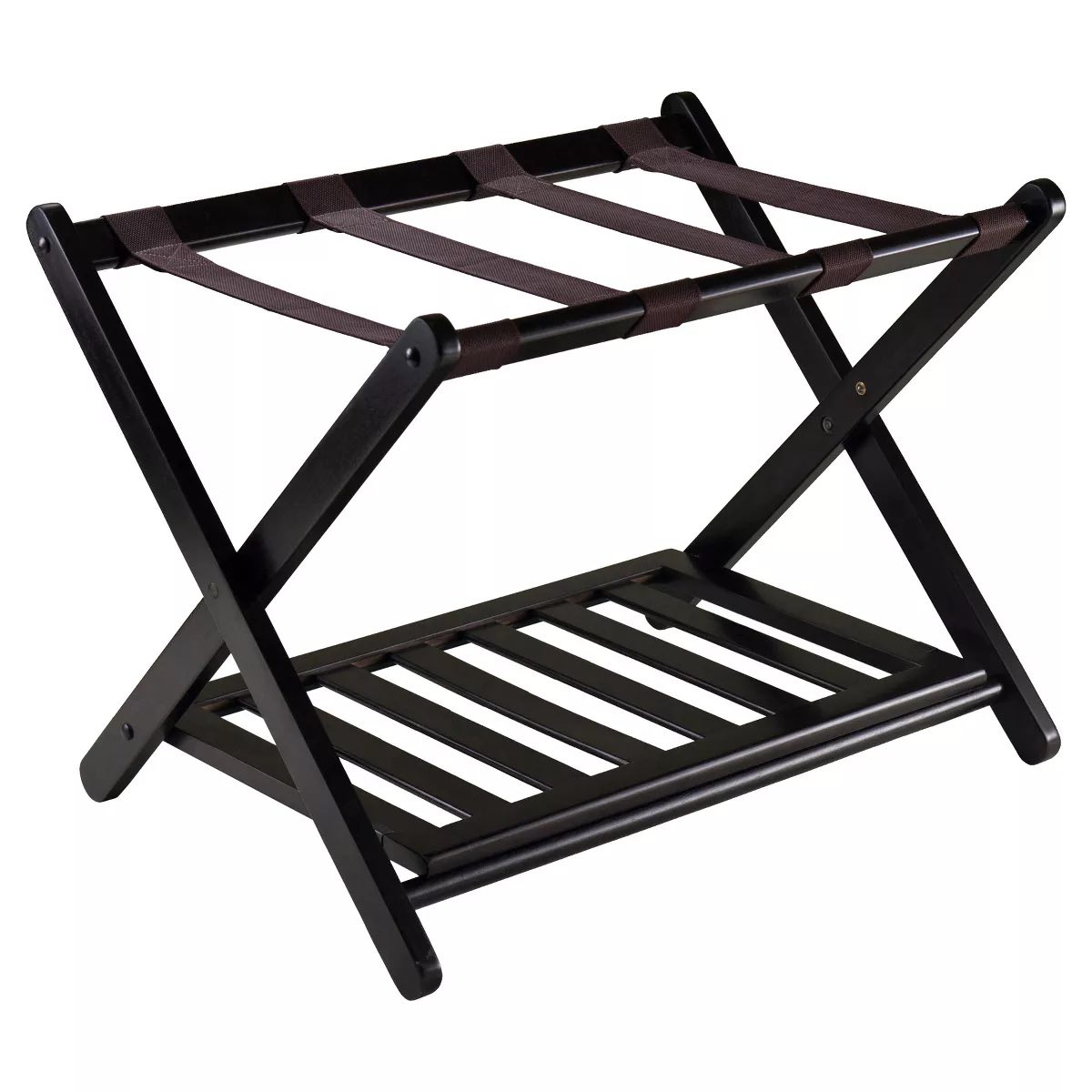 dark wood folding luggage rack