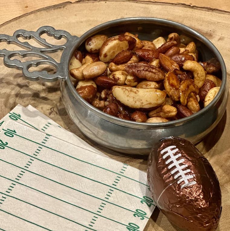 whiskey nuts in a bowl