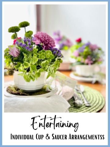 closeup of cup and saucer flower arrangements at each pacesetting sidebar graphic