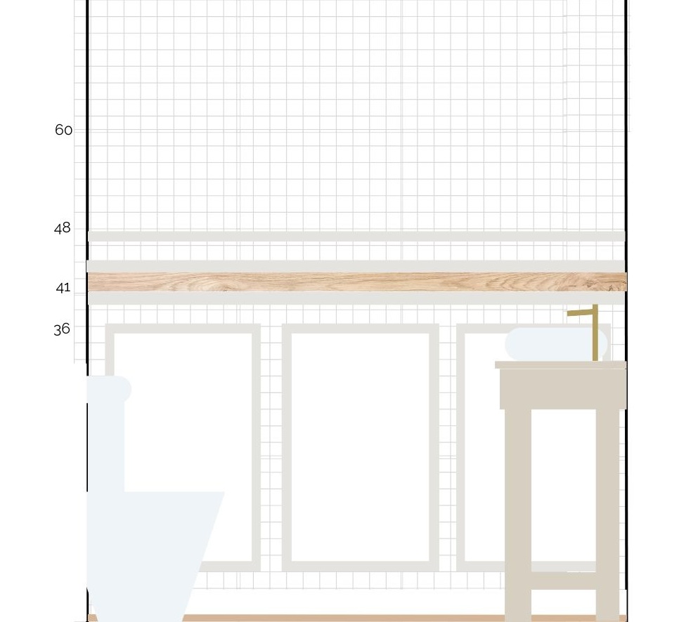 graphic of wall trim layout on graph paper background