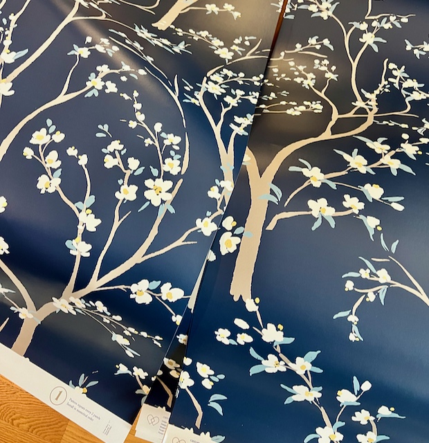 view of the 2 wallpaper panels laying on a table
