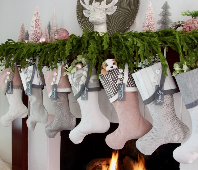 Grey and White Christmas Stockings With A Blushing Twist